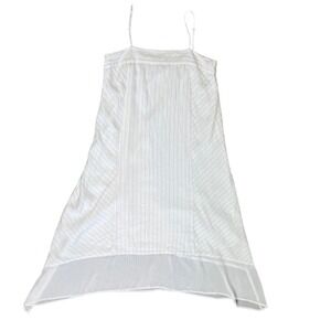 DKNY Womens White Linen Blend Pinstripe Handkerchief Hem Midi Sundress Size M
